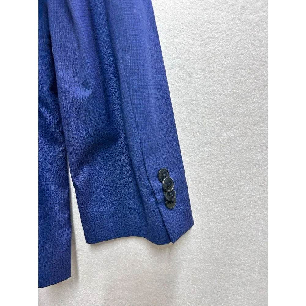 Vince Camuto Slim Fit  Blue Herringbone 2-Piece Suit 46L/36W 34L 2-Btn